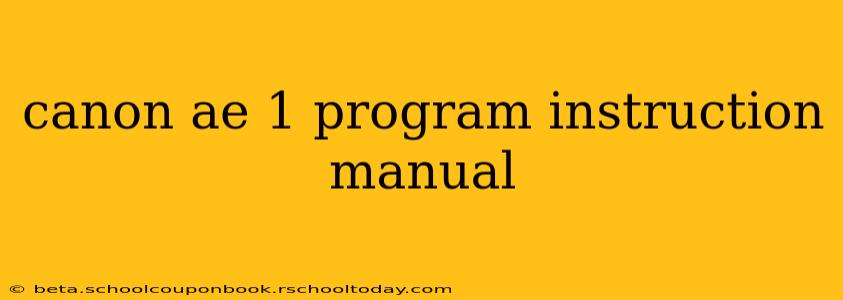 canon ae 1 program instruction manual