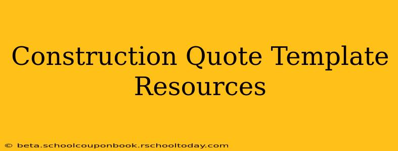 Construction Quote Template Resources