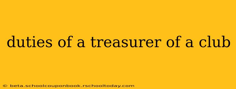 duties of a treasurer of a club