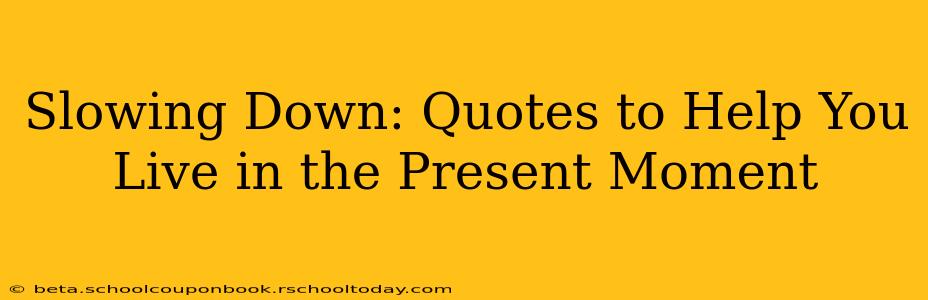 Slowing Down: Quotes to Help You Live in the Present Moment