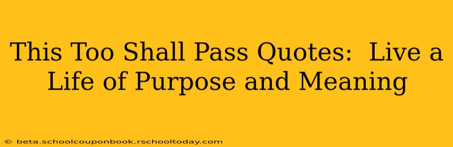 This Too Shall Pass Quotes:  Live a Life of Purpose and Meaning