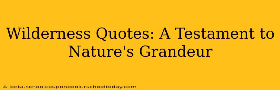 Wilderness Quotes: A Testament to Nature's Grandeur